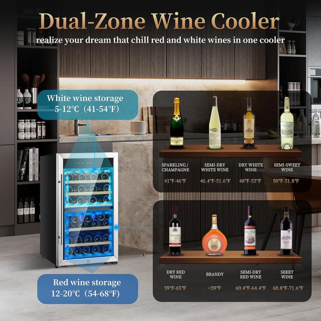 Wine Fridge,52-bottle Wine Cooler Refrigerators Freestanding Wine Refrigerator