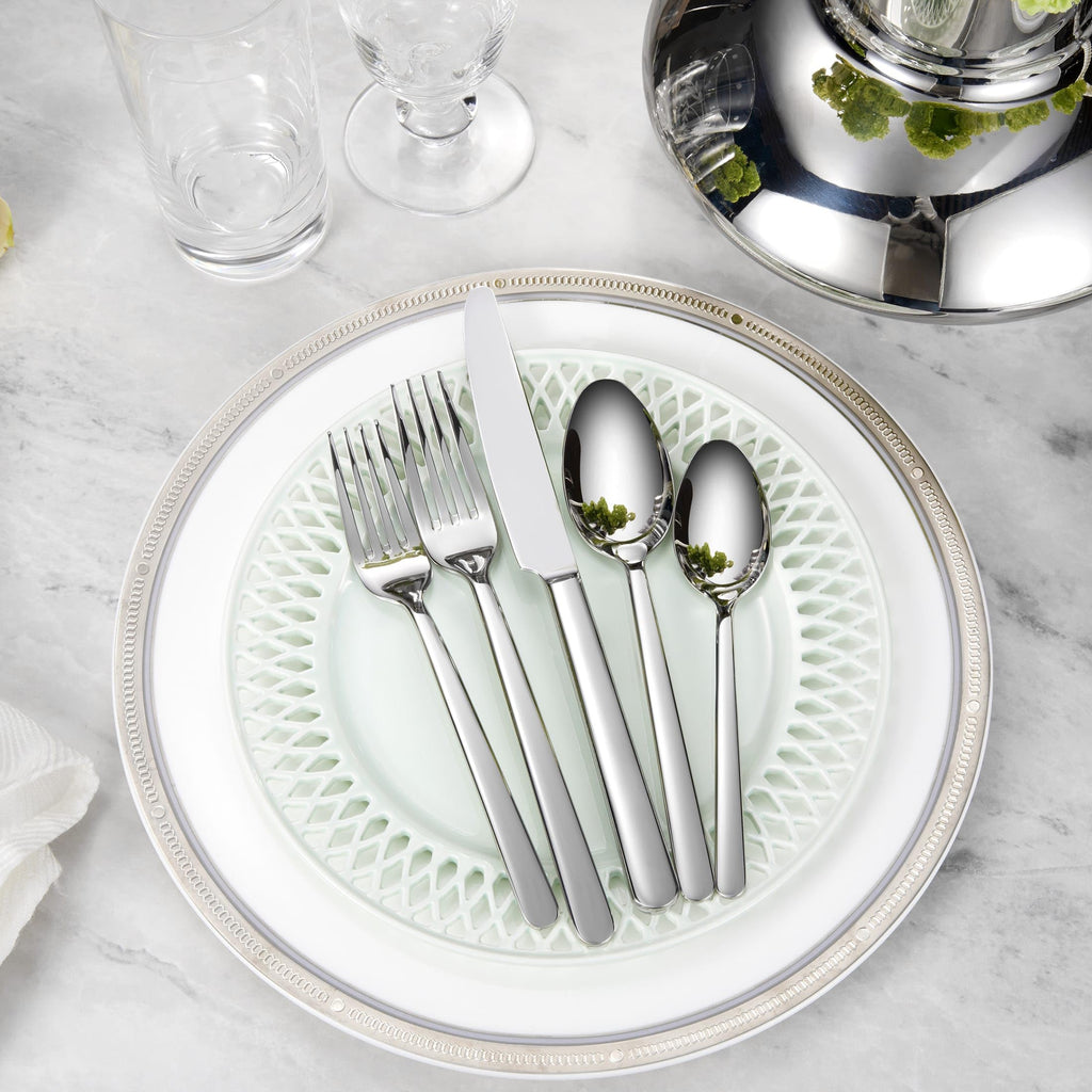 Premium Aline 20/45/65-Piece Modern Silverware Set (45, Silver)