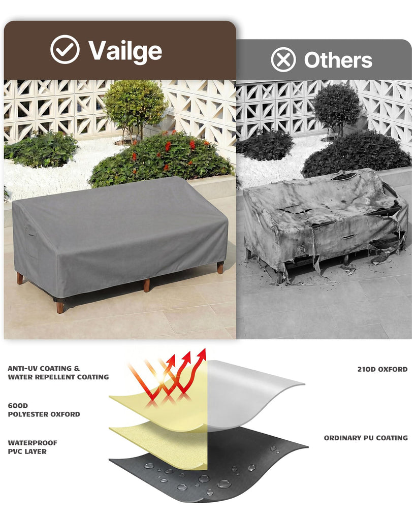 Patio Sofa Cover 3-Seater & Outdoor Couch Cover Waterproof