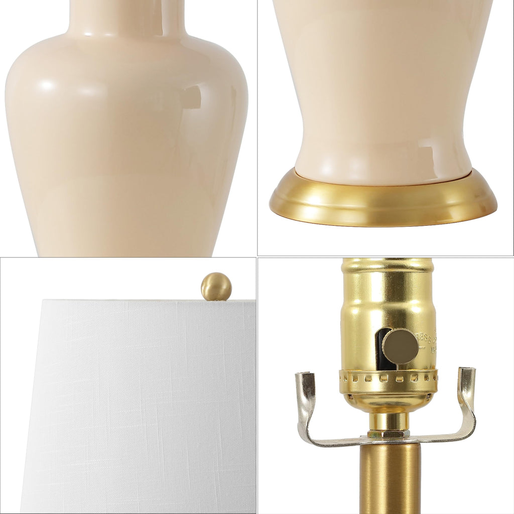 Julian Classic Ceramic Urn Metal LED Table Lamp 29", Almond