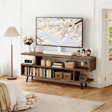 TV Stand, 45 inch tv Stand Mid Century Modern Entertainment Center for 55/60 inch TVs, TV Console Table with Open