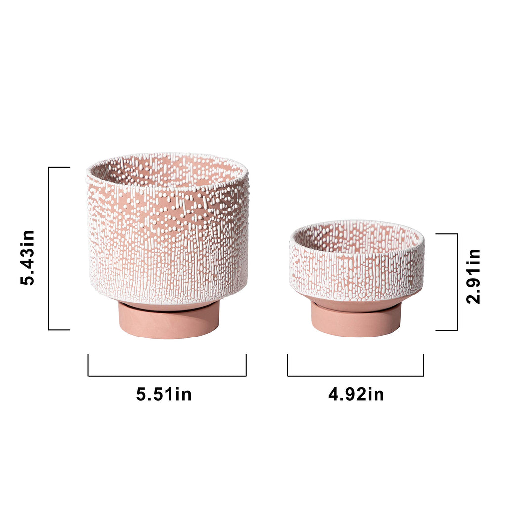 Planter Ceramic Flower Pot for Indoor Plants | 5.5 inch + 4.9 inch Plant Pot with Saucer and Drainage Hole for Aloe