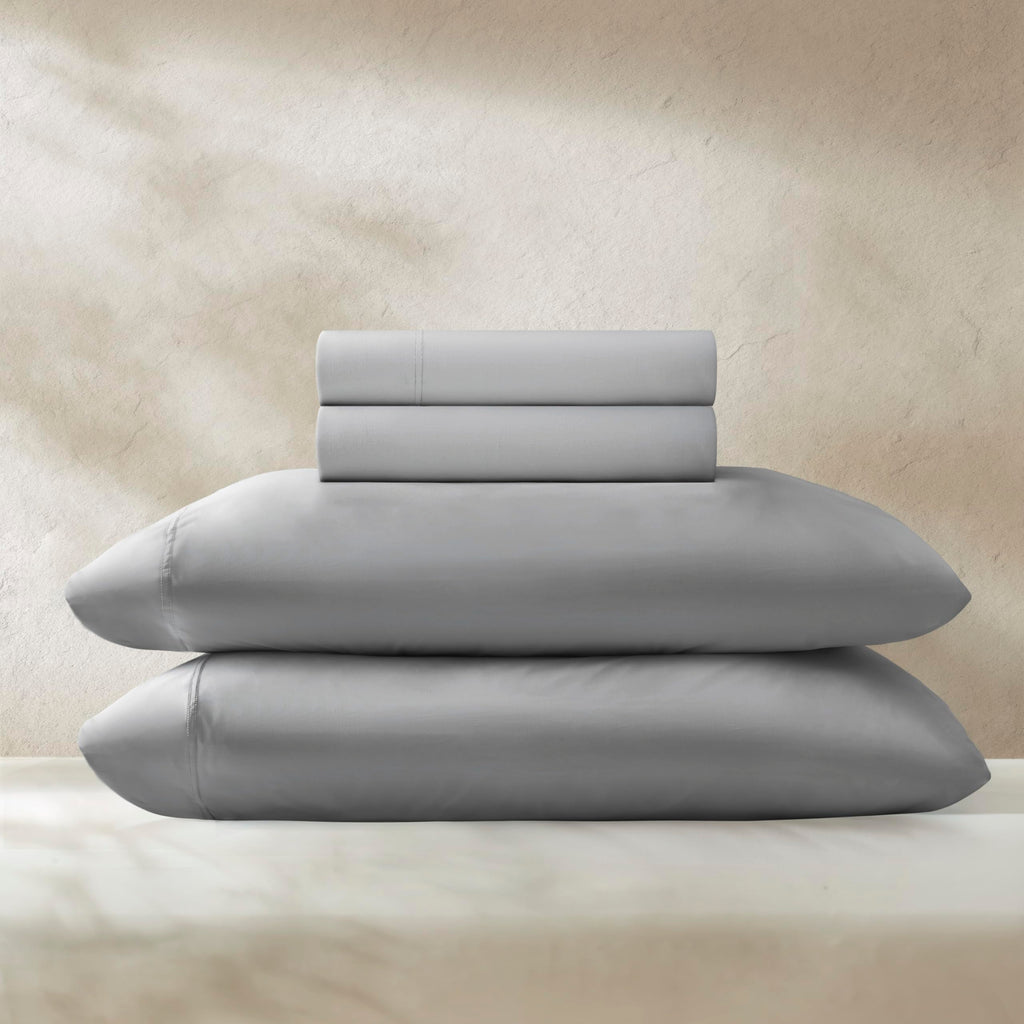 Cooling Stretch Jersey Bed Sheets - Queen Size, Grey - Cool-Touch Nylon Blend, Moisture-Wicking & Breathable for Hot