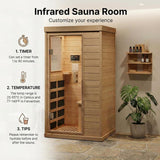 Garvee Far Infrared Sauna 1 Person Indoor Dry Sauna with Low EMF 1200W/110V Heaters Panels, Chromotherapy, MP3 Speaker