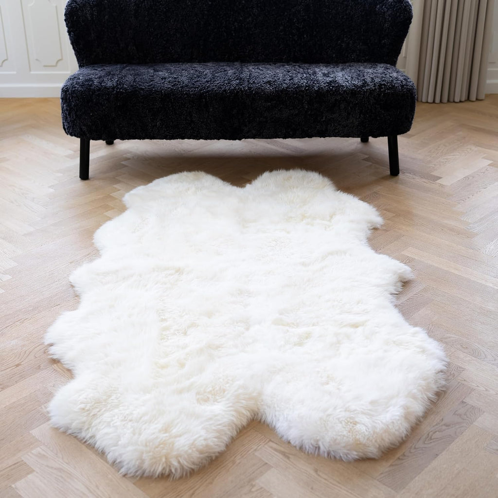 Real Sheepskin Rug 4x6 ft | Sheepskin Rugs and Sofa | Bedside Rugs s | Large Fluffy Rug is Breathable &