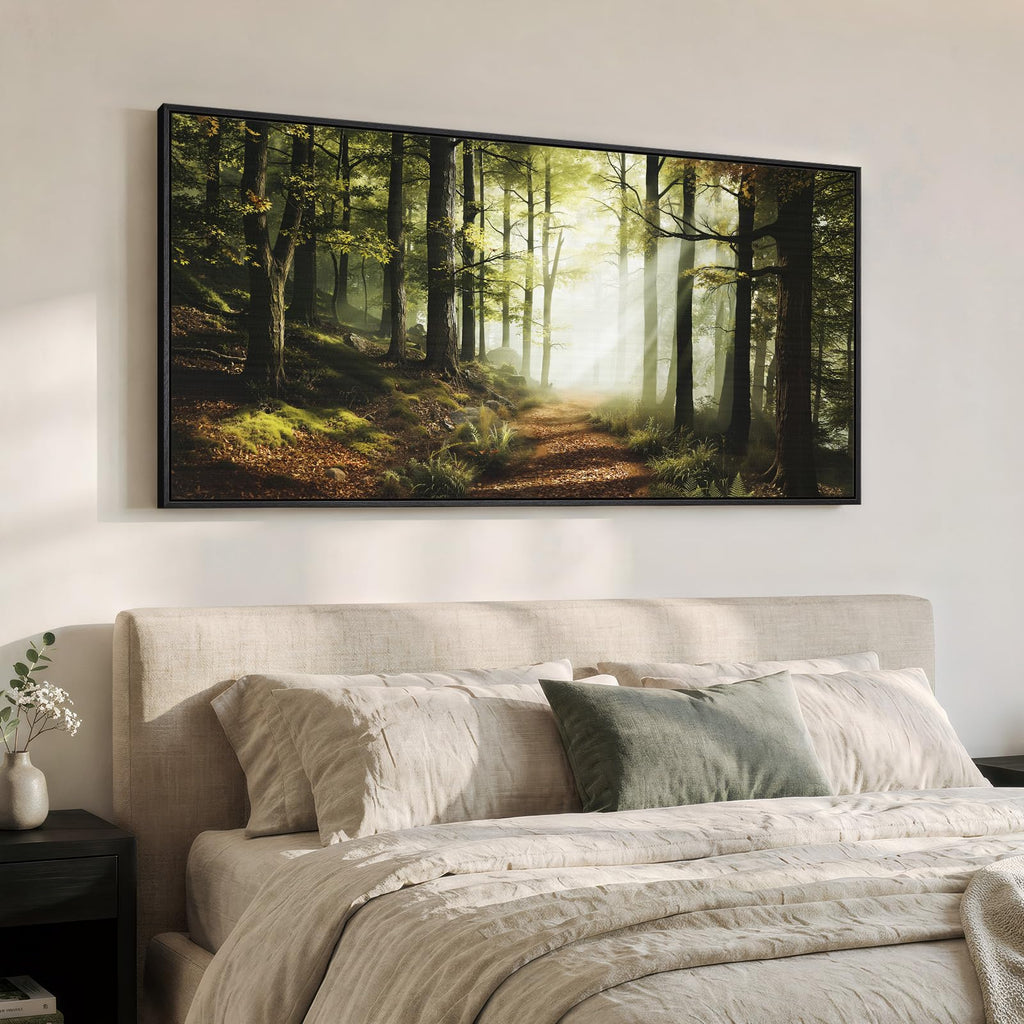 Framed Forest Landscape Photograph Wall Art, 60x30 Inch