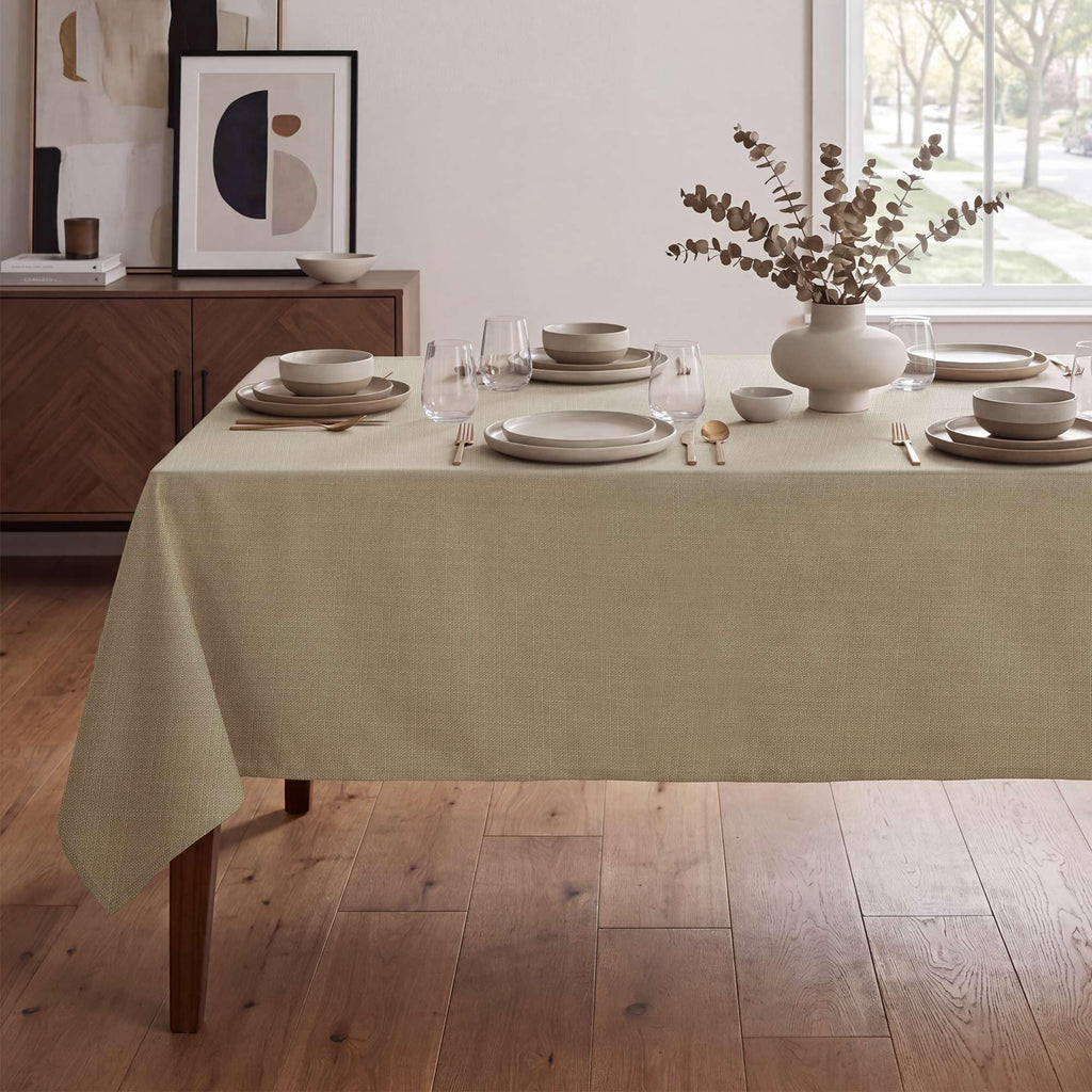 Linen Textured Table Cloths 60 x 120 Inch Premium Solid Tablecloth Spill-Proof Waterproof Table Cover for Dining