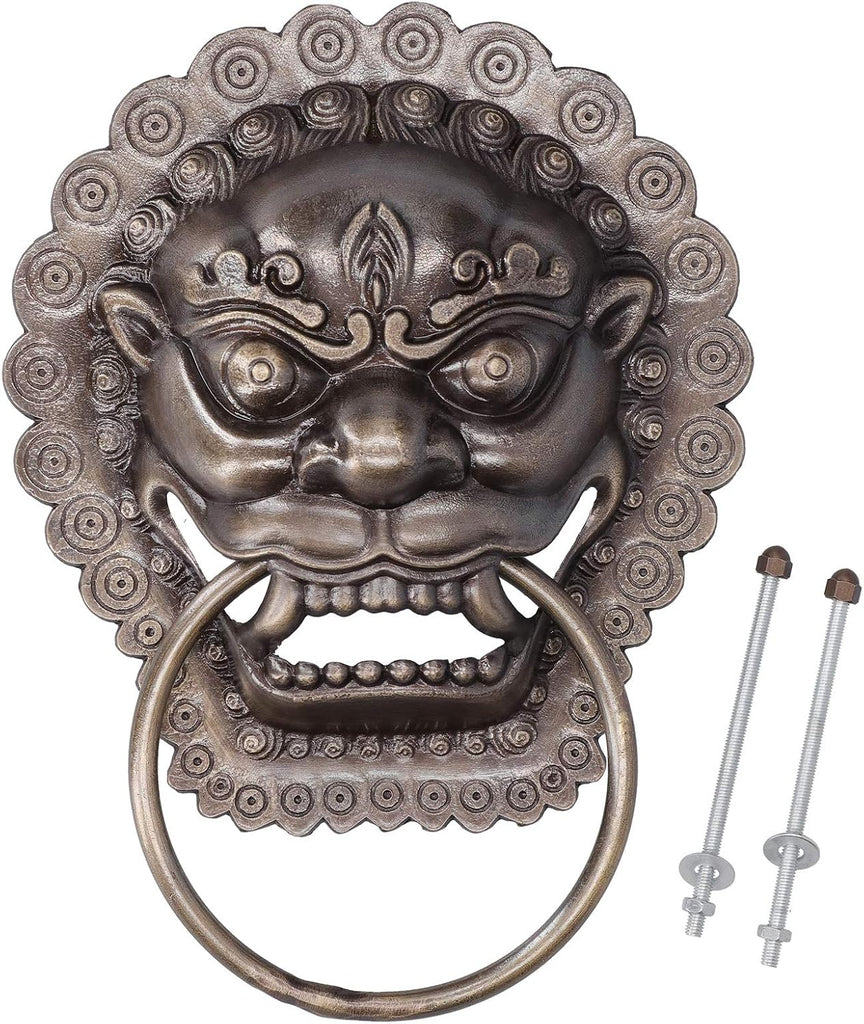 Lion Head Door Knocker, Chinese Door Knocker Antique Animal Head Door Pull, Antique Brass Lion Door Handle