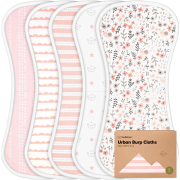 Organic Burp Cloths Baby Boy & Girl, 5-pack Cotton Burp Rags (Sweet Charm)