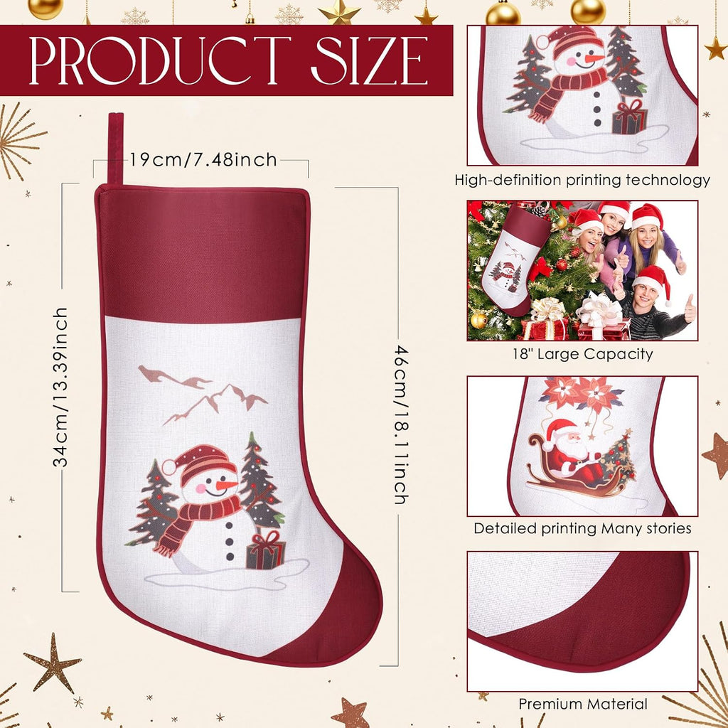 6 Pack Christmas Stockings 18 Inch Hanging Decor