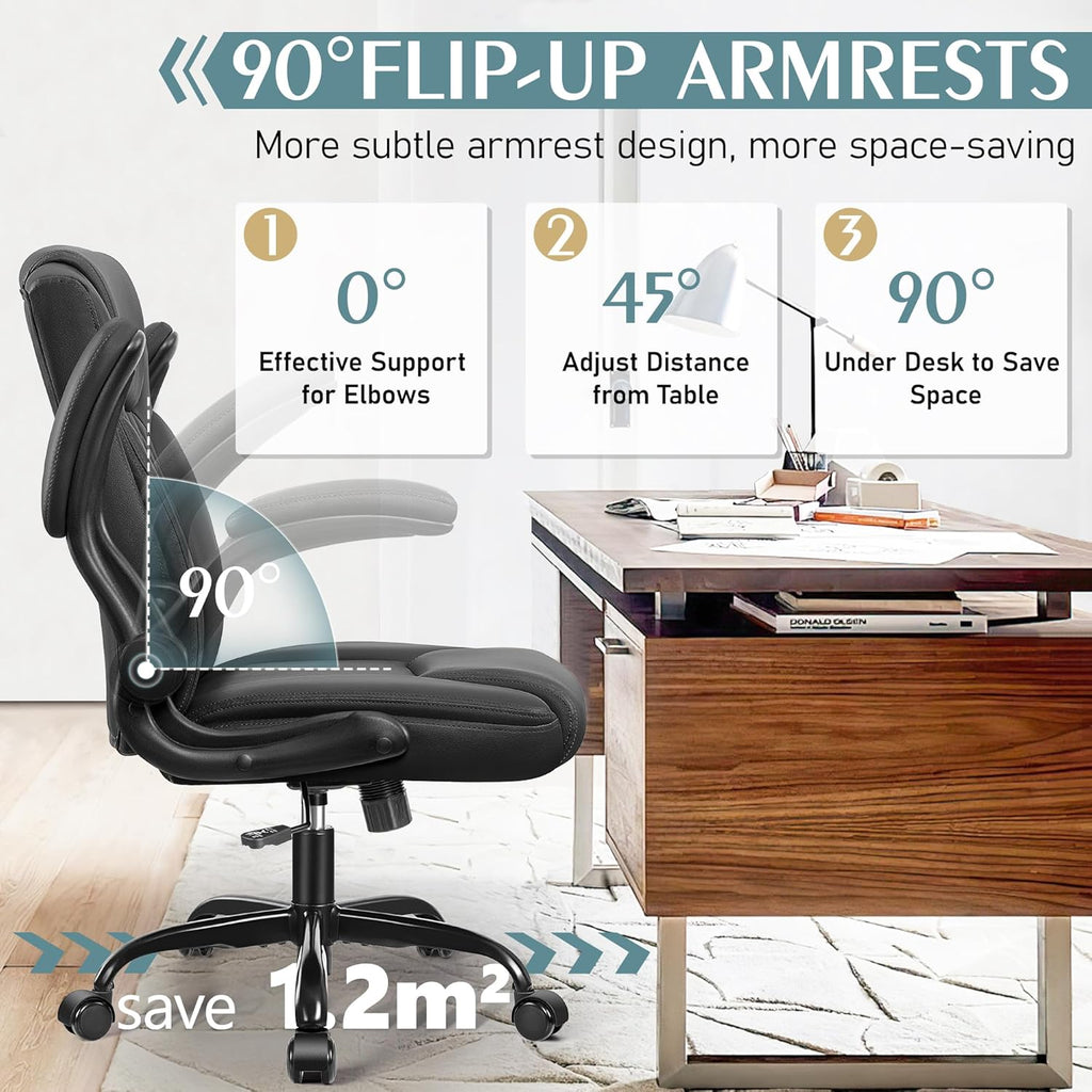 Leather, PU Home Computer Desk Chairs with Ergonomic Back Support, 360°Swivel Free，Small Gmaing Chair with Wheels and