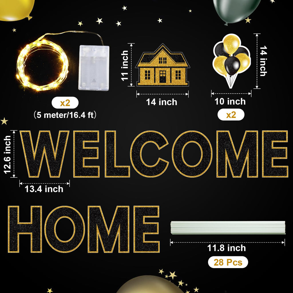 14 Pcs Welcome Home Yard Sign with Stakes LED Light 12.6" Welcome Home Lawn Sign Outdoor Yard Letters Decorations