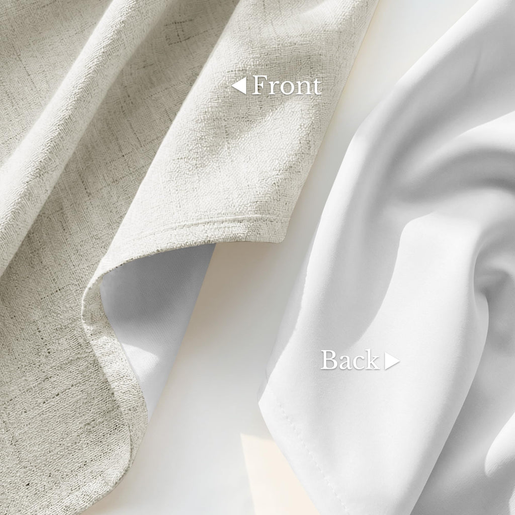 100% Blackout Linen Sliding Door Curtains with White Liner Composite, Grommet Extra Wide Window Treatments Room