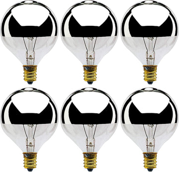 G16.5 Silver Crown Incandescent Globe Light Bulb, 25W, E12 Candelabra