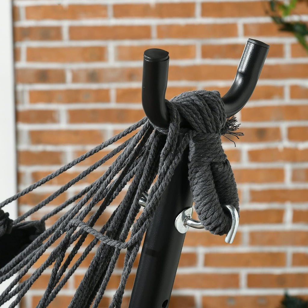 Patio Hammock Chair with Stand Side Pocket Headrest Dark Gray | Outdoor, Hammock Swing, Hanging Lounge Chair