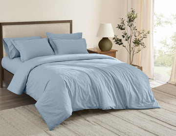 Solid Cotton Percale Sky Blue Twin/Twin XL 2 Piece Duvet Set