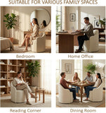 Upholstered Dining Chairs with Casters, No Assembly Modern Dining Room Chairs Accent Vanity Chair with 5 Wheels &