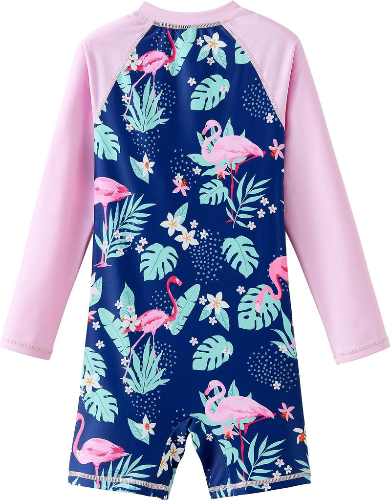 Girls One Piece Swimsuits Long Sleeve Rash Guard Swimwear