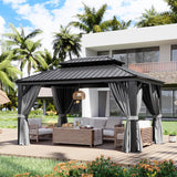 10' X 14' Hardtop Gazebo with Drainage System, Aluminum Outdoor Gazebo