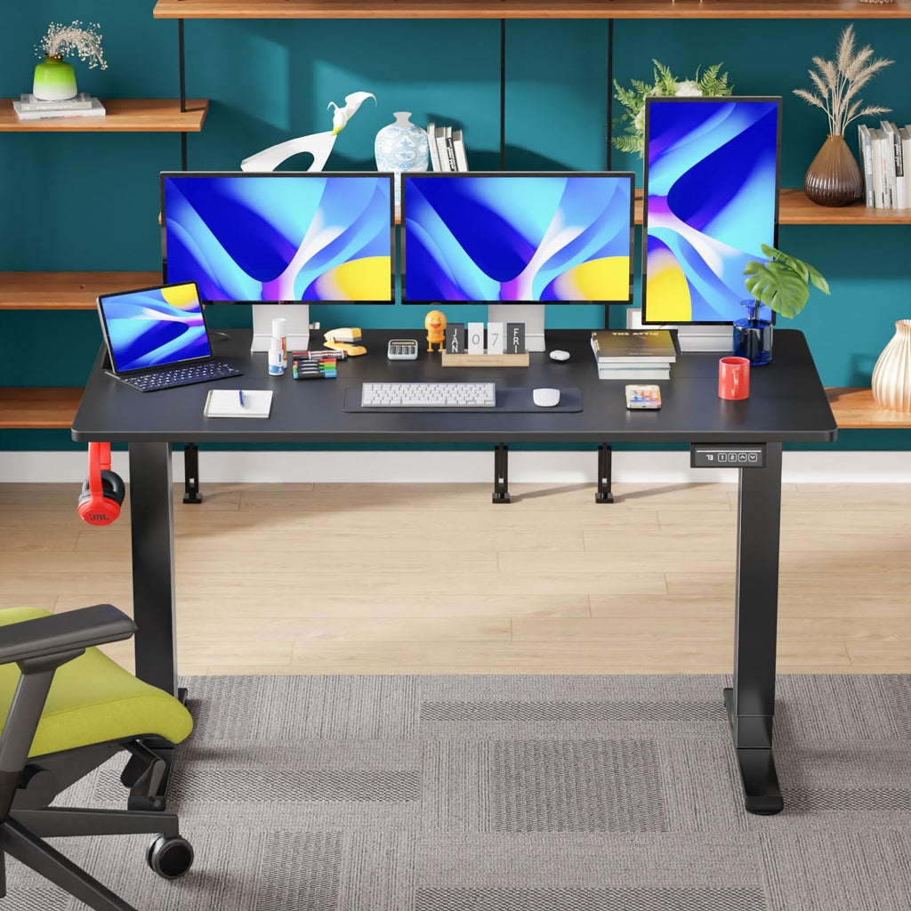 Height Adjustable Electric Standing Desk 55 inches Modern Computer Desk Sit Stand up Desk Ergonomic Adjustable