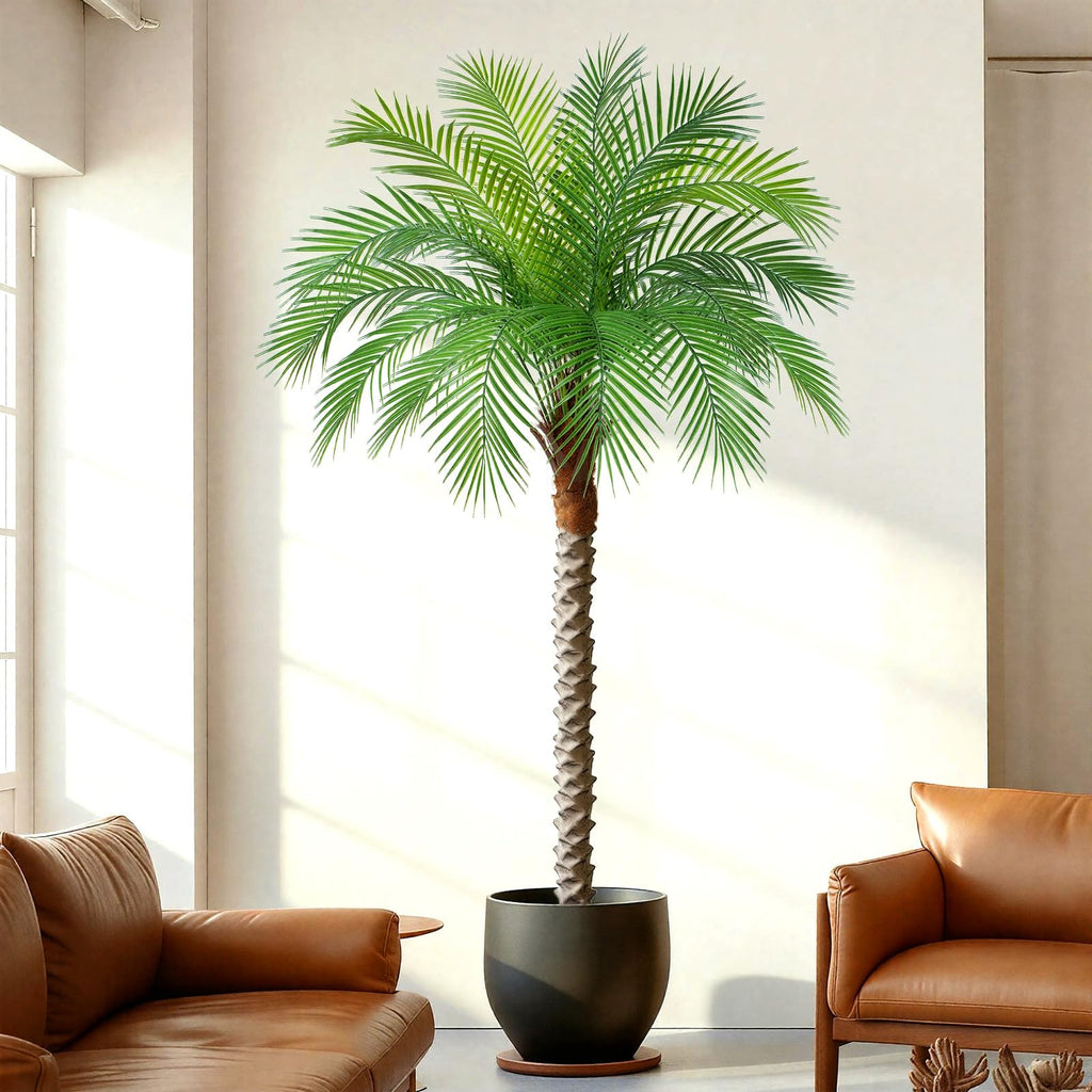 5ft Artificial Phoenix Palm Tree, Tall Faux Palm Plant with 15 Adjustable Leaves, Perfect for Outside Patio