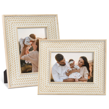 Boho 5x7 Picture Frame Rattan Photo Frame Set of 2