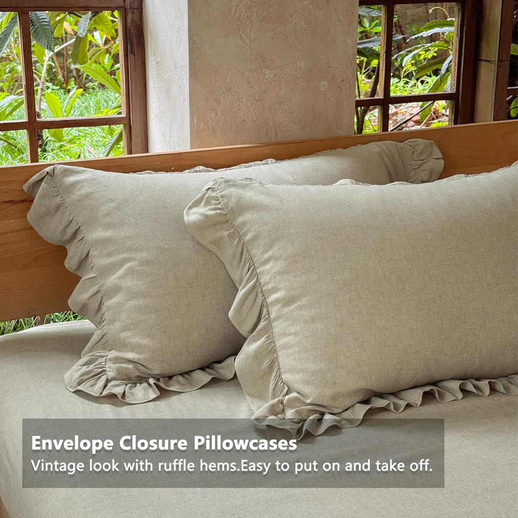 100% French Linen Ruffled Sheets, Linen