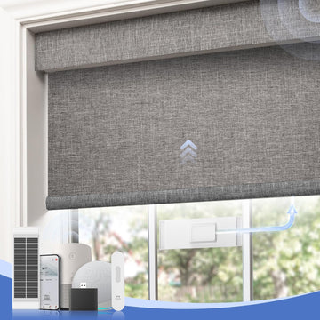 Motorized Blinds with Remote,100% Blackout Smart Roller Shades,Rechargeable Smart Blinds【Solar Panel Included】