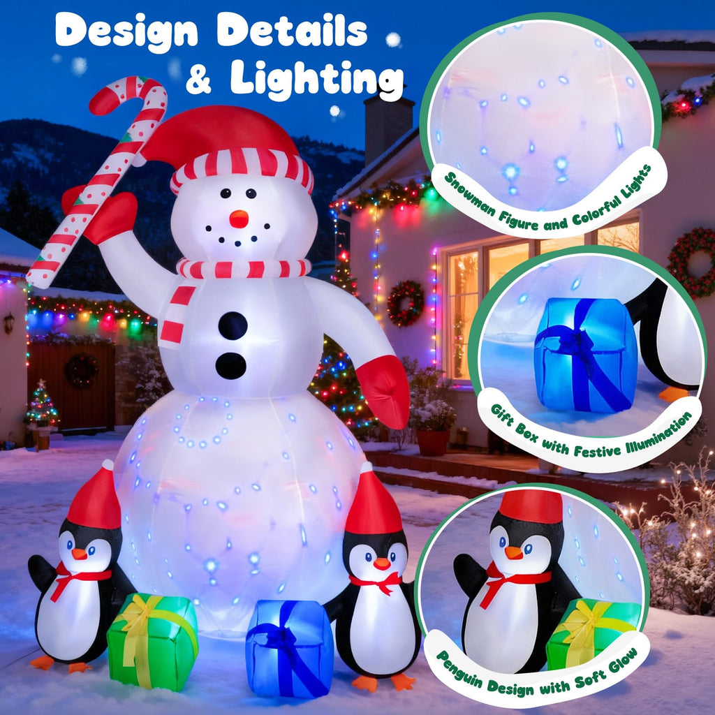 6FT Inflatable Christmas Snowman with LED Lights