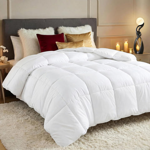 Comforters Queen, All Season Duvet Insert, Down Alternative Box Stitched Bed Comforter with Corner Tabs