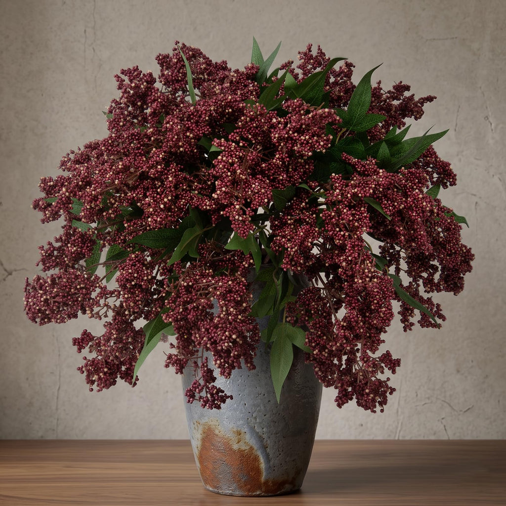 6 Pcs Artificial Berry Stem for Vase, 17 in Faux Nandina Branches Fall Floral Picks Fake Realistic Berry Spray for