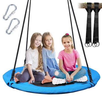 40 Inch Tree Swing for Kids, Round Saucer Swing with Straps for Outdoor Use