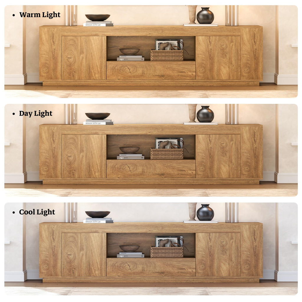 Farmhouse TV Stands 78.7-Inch, Natural Oak Brown