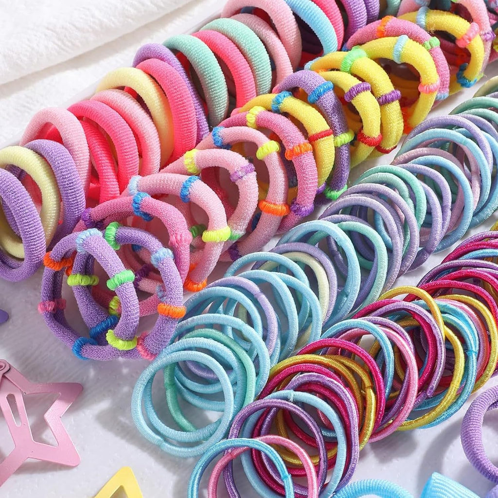 Soft Elastic Hair Ties,Colorful Hair Bobbles for Girls, Multicolor Hair Accessories Set with Hair Tail Tools & Cute