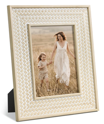 5x7 Boho Picture Frame Rattan Beige Unique Coastal Photo Frame