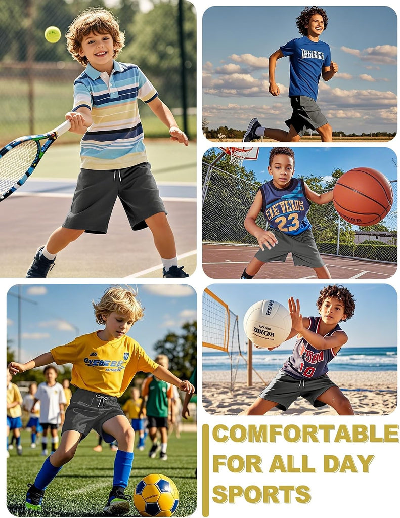 Boys Athletic Shorts Mesh Basketball Soccer Shorts Breathable Quick Dry Running Gym Shorts for Youth