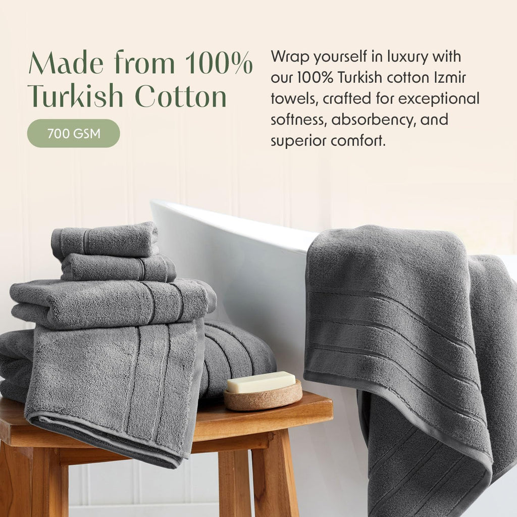 Luxury Turkish Cotton Bath Towels Set | 2-Pack | Grey | 100% Turkish Cotton | Premium Bath Towels | Ultra Soft Thick