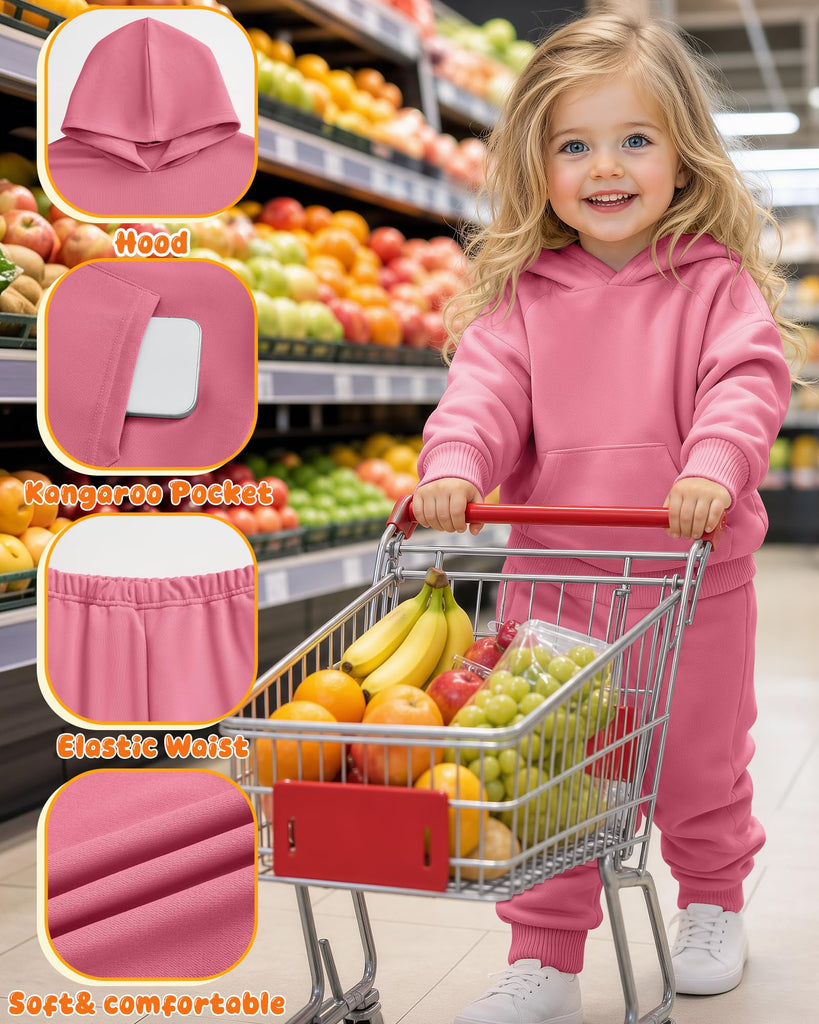 Toddler Boy Girl Sweatsuit Hoodie Set Pink
