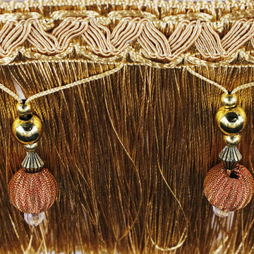 3.9 Inch Braided Beads Hanging Ball Tassel Fringing Trimmings Fringe Trim Ribbon for Curtain Table Home - 4 Yard