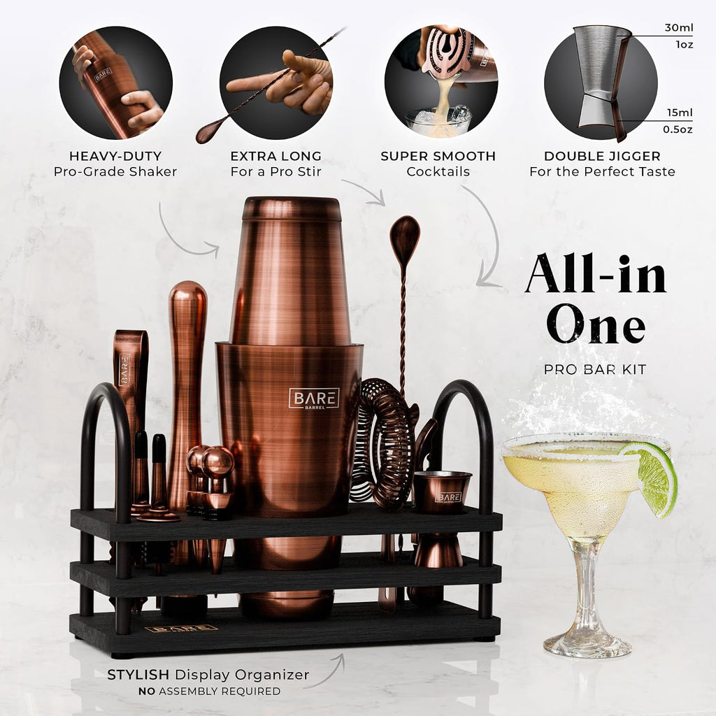 Mixology Bartender Kit Bar Set | 14-Piece Cocktail Shaker Set | Martini Barware Mixing Tools Bartending | 35 Recipe - Set of 14