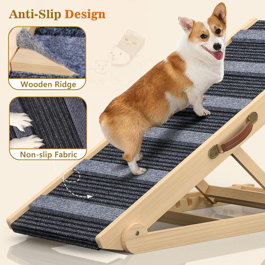 Dog Ramp, Portable Pet Ramp with 7 Adjustable Heights 11" to 26.6"