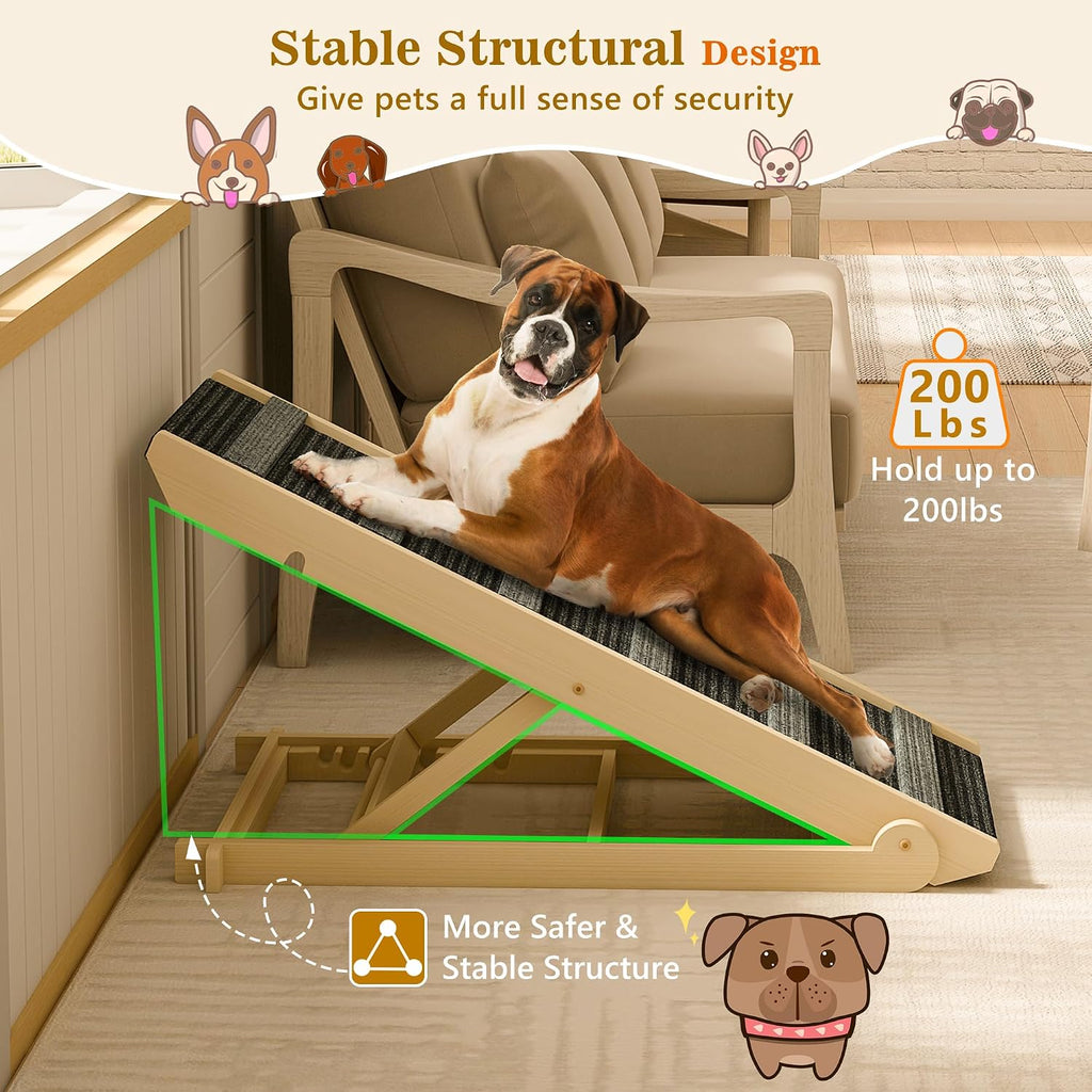 Dog Ramp, Portable Pet Ramp with 7 Adjustable Heights 11" to 26.6"