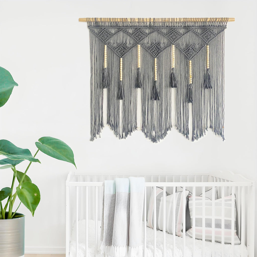 Large Macrame Wall Hanging Macrame Headboard Window Curtains Boho Wall Decor Wall Art tapestry Tassel Woven Backdrop