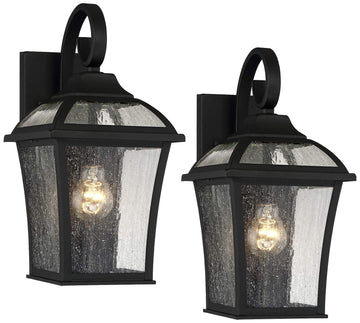 Mosconi 15" Black Carriage Traditional Outdoor Light Fixtures Set of 2