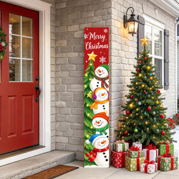 Christmas Porch Sign Decor Snowman Welcome Signs for Front Door 47 Inch