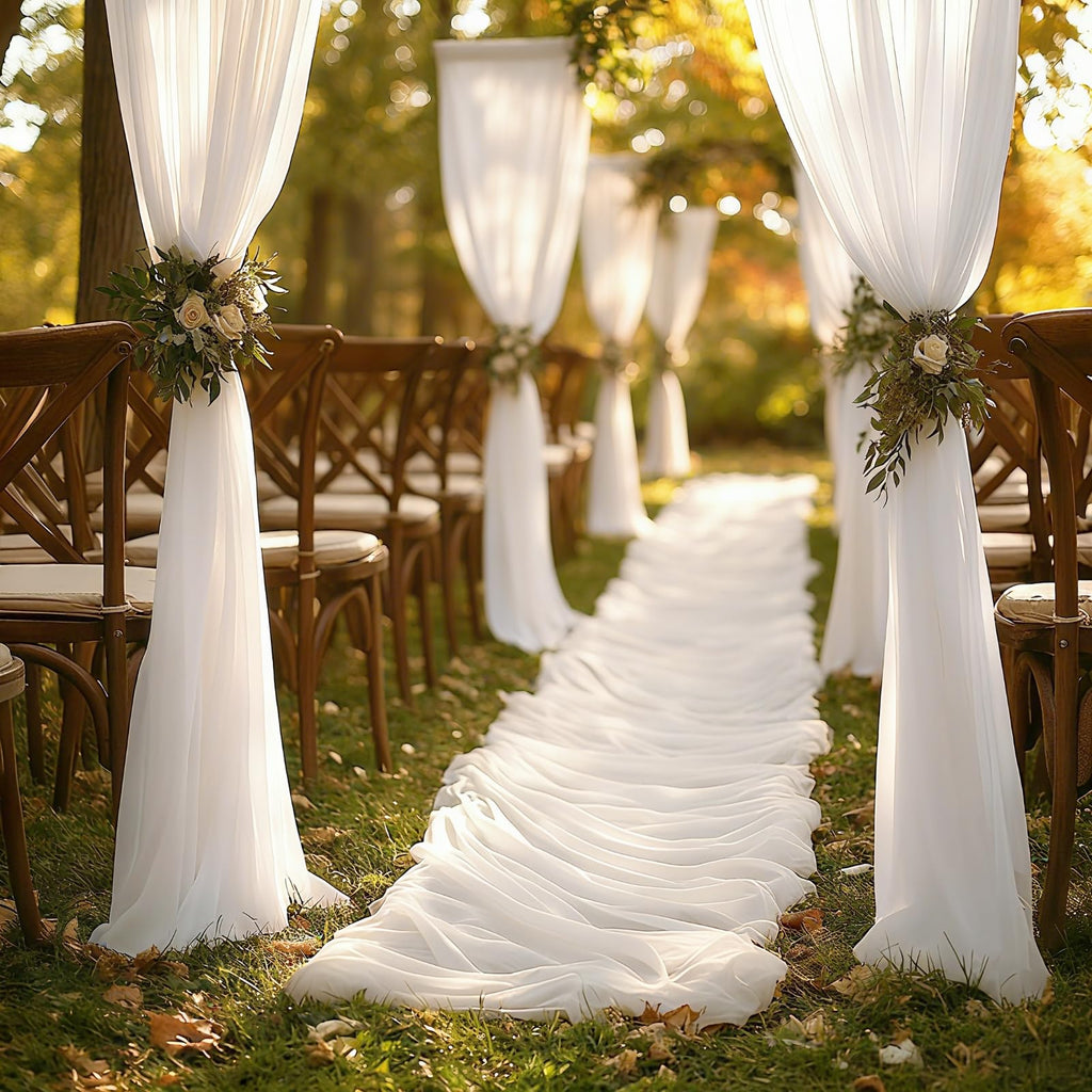 Wedding Arch Draping Fabric, 31.5" x 20FT Wrinkle-Free Sheer Chiffon Drapery for Ceremony Backdrop, Arbor, Pergola