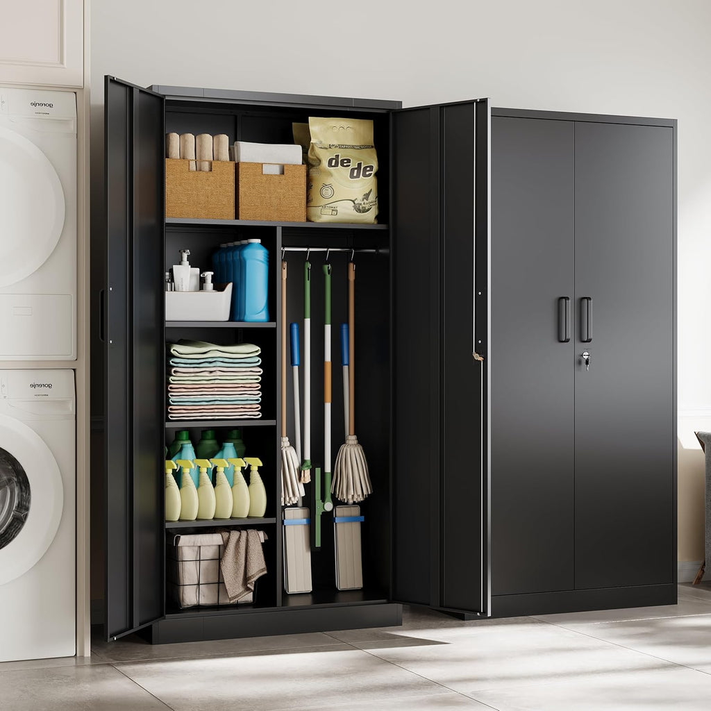 Metal Storage Cabinets Locker with Lock Door, 72'' Clothing Coat Steel Storage Freestanding Wardrobe , School