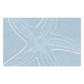 Blue Beach Door Mat, Preppy Starfish Coastal Doormat Outdoor Indoor Outside Entrance Entryway, Blue Beachy Welcome