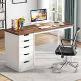 Computer Desk with 5 Drawers, 47 inches Rustic Brown Home Office Desk with Storage