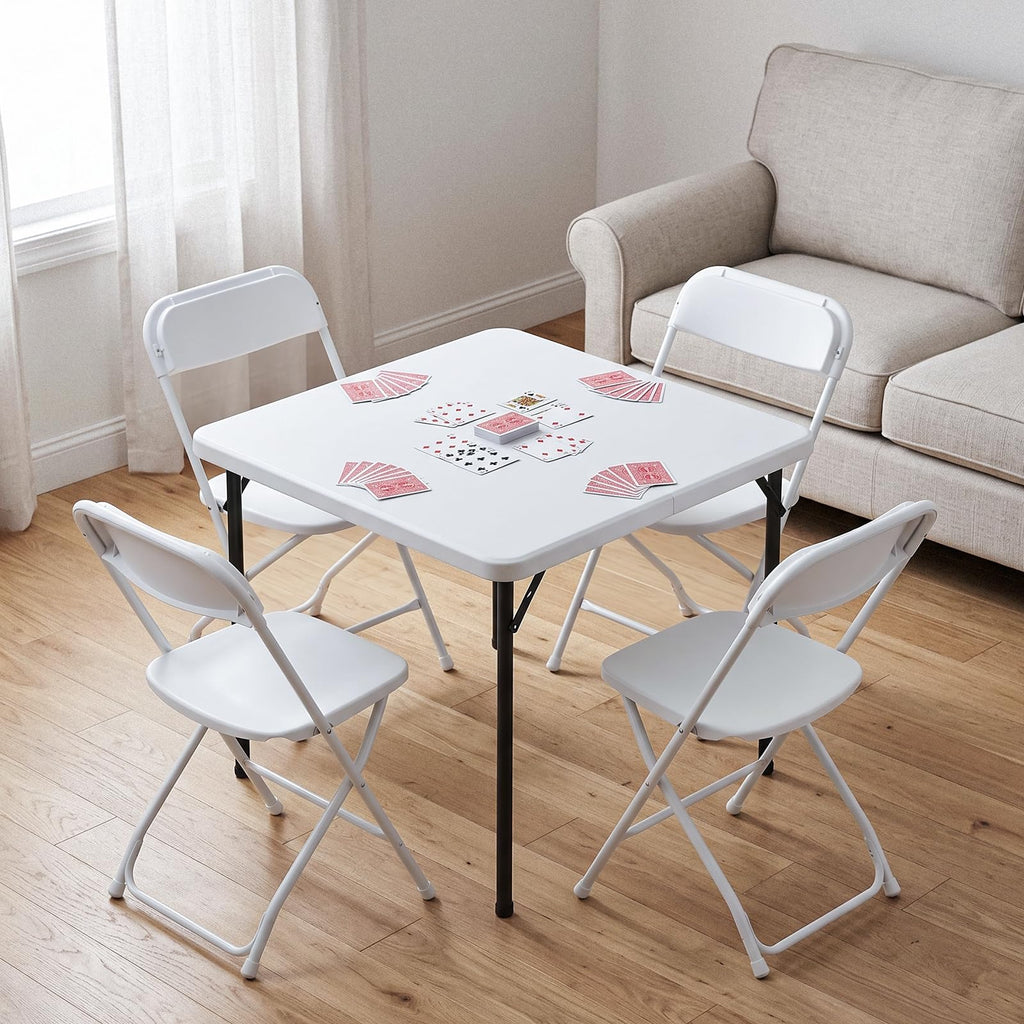 36" Folding Table, Portable Square Folding Card Table with Carrying Handle, Heavy Duty Plastic Foldable Event Table